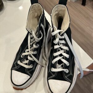 Black High-Top Sneakers with White Laces